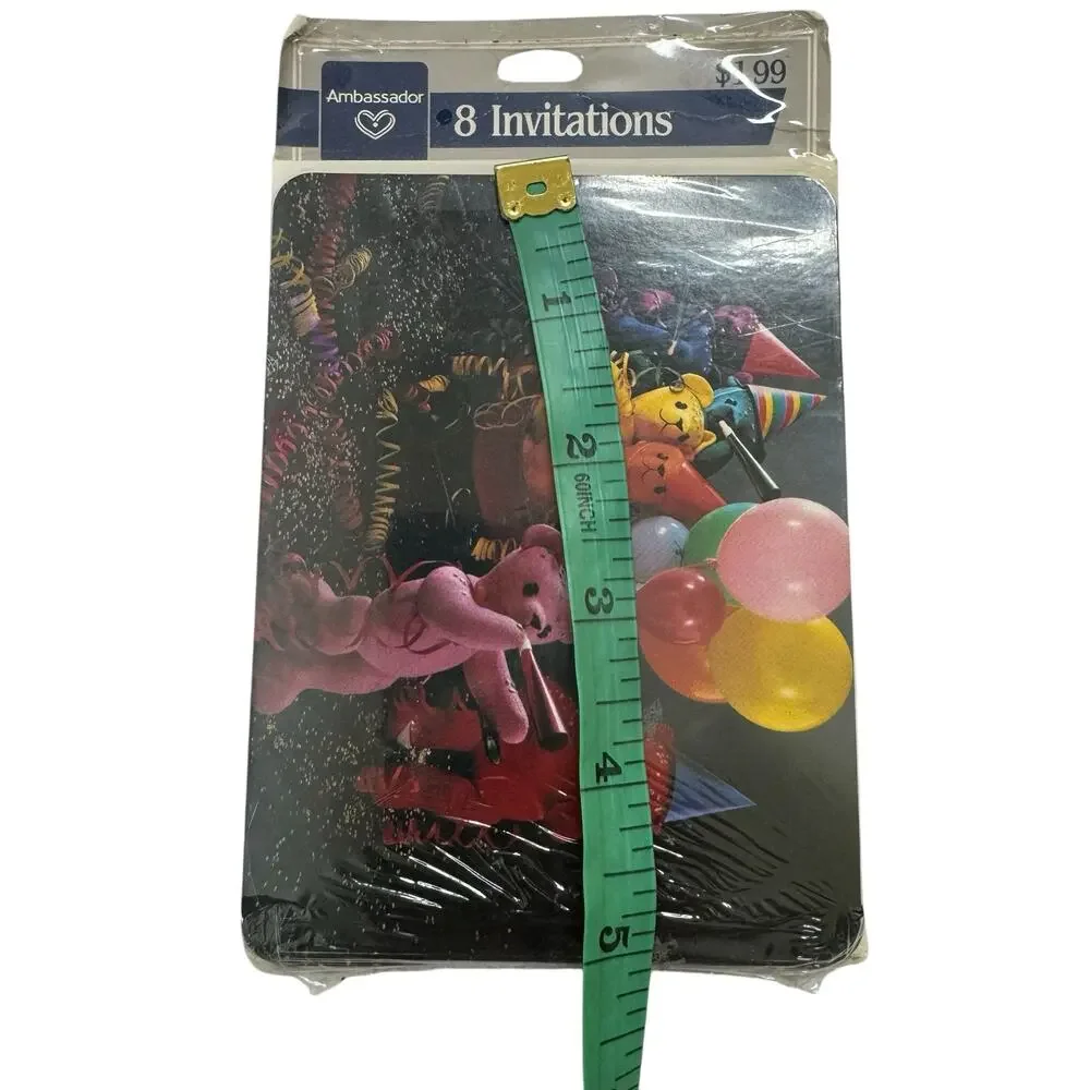Vintage HALLMARK Ambassador Bunnies with Balloons Party Invitations 8-pack USA